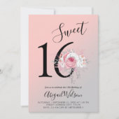 フローラグラデーションsweet sixteen誕生パーティー 招待状 (正面)