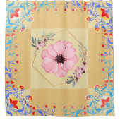 フローラグラフィックアートワーク、オレンジ色の春の花 シャワーカーテン (正面)