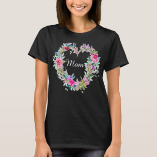 フローラグラフィックマママフラワーハートプリントママママブー Tシャツ