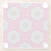 フローラグラフィック花ピンクシームレス ガラスコースター (裏面)