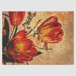 フローラグランジオレンジチューリップデクページティッシュペーパー 薄葉紙