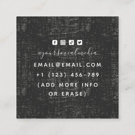 フローラグランジスケルトンGothic Tattoo Artistバラ スクエア名刺 (裏面)