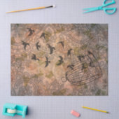 フローラグランジバードケージヴィンテージレース 薄葉紙 (クラフト)