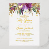 フローラグリッターきらめくアメジストキンセアニェラ 箔招待状 (正面)