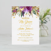 フローラグリッターきらめくアメジストキンセアニェラ 箔招待状 (立ち正面)
