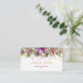 フローラグリッターきらめくアメジスト名刺 名刺 (スタンド正面)