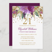 フローラグリッターきらめくアメジスト21歳 招待状 (正面/裏面)