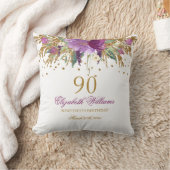 フローラグリッターきらめくアメジスト90番目誕生日 クッション (ブランケット)