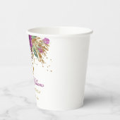 フローラグリッターきらめくアメジスト90番目誕生日 紙コップ (左)