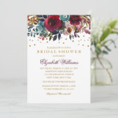 フローラグリッターきらめくブルゴーニュブライダルシャワー 招待状 (スタンド正面)