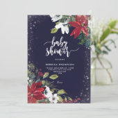 フローラグリッターの冬のベビーシャワーの招待 招待状 (スタンド正面)