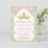 フローラグリッタークラウンプリンセス誕生日招待状 招待状 (スタンド正面)