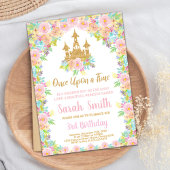 フローラグリッターゴールデンプリンセス誕生日招待状 招待状