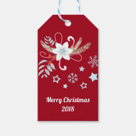 フローラグリッタースノーフレークスレッドクリスマス ギフトタグ
