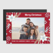 フローラグリッタースノーフレーク赤いクリスマスフォト (正面/裏面)