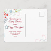 フローラグリッタースノーフレーク赤いクリスマスフォト シーズンポストカード (裏面)