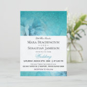*~*フローラグリッターティール（緑がかった色）エレガントウェディング 招待状 (スタンド正面)
