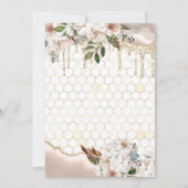 フローラグリッタードリップ大理石ベビーシャワー 招待状 (裏面)