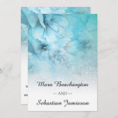 *~*フローラグリッターブルーパープルウォーター結婚カラー 招待状 (正面/裏面)