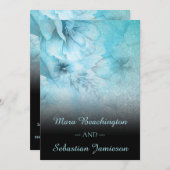 *~*フローラグリッターブルーパープルウォーター結婚カラー 招待状 (正面/裏面)