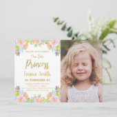 フローラグリッタープリンセス誕生日招待状写真 招待状 (スタンド正面)
