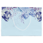 フローラグリッターライトブルーハッピーバースデーラージGif ラージペーパーバッグ (裏面)