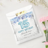 フローラグリッターライトブルーハッピー15th誕生日ファボ フェイバーバッグ (封をした状態)