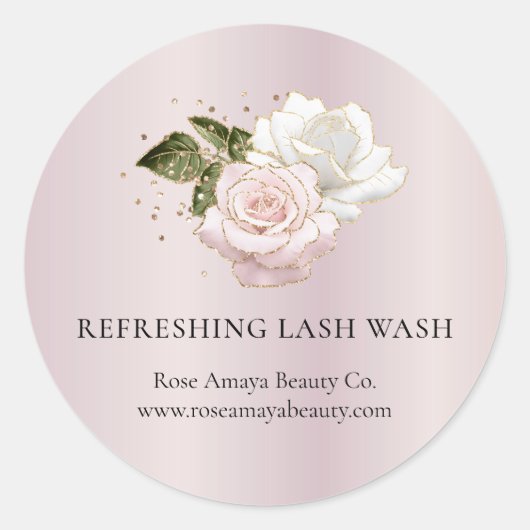 フローラグリッターラッシュエクステンション美しい製品ラベル ラウンドシール (正面)