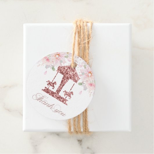 フローラグリッター回転木馬誕生日ありがとう フェイバータグ (インサイチュ)