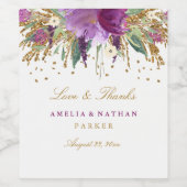 フローラグリッター結婚アメジストワインラベル ワインラベル (シングルラベル)