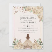 フローラグリッター金ゴールドプリンセス誕生日キンセアニェラ 招待状 (正面)