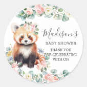 フローラグリーンかわいい赤パンダありがとうございました ラウンドシール (正面)