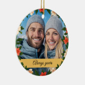 フローラグリーンと黄色の婚約写真ボーイフレンド セラミックオーナメント (右)