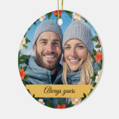 フローラグリーンと黄色の婚約写真ボーイフレンド セラミックオーナメント (左)