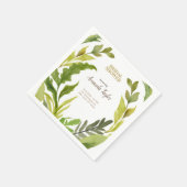 フローラグリーンウォーターカラーエレガントブライダルシャワー スタンダードカクテルナプキン (角)