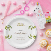 フローラグリーンウォーターカラーエレガントブライダルシャワー ペーパープレート (パーティー)