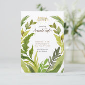 フローラグリーンウォーターカラーエレガントブライダルシャワー 招待状 (スタンド正面)