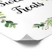 フローラグリーンウォーターカラースイートトリートサイン ポスター (角)