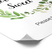 フローラグリーンウォーター色の愛は甘いサイン ポスター (角)