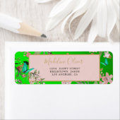 フローラグリーンエレガントピンクフォーマル金ゴールドChinoiserie ラベル (インサイチュ)