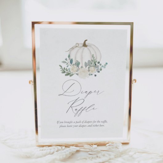 フローラグリーンカボチャ赤ちゃんシャワーおむつラッフル ポスター