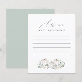 フローラグリーンカボチャ赤ちゃんシャワーアドバイスカード