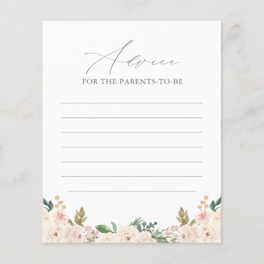 フローラグリーンカボチャ赤ちゃんシャワーアドバイスカード (正面)