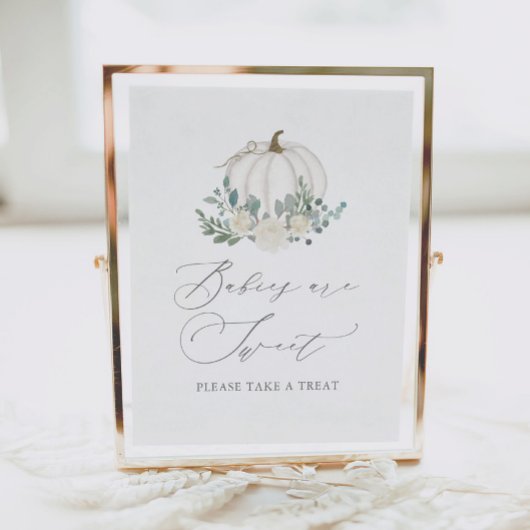 フローラグリーンカボチャ赤ちゃんシャワートリートサイン ポスター