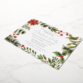 フローラグリーンクリスマスパーティーシルバー 箔招待状 (回転した状態)