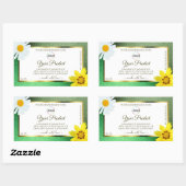 フローラグリーングリッターホワイト金ゴールド製品ラベルロゴ 長方形シール (シート)