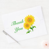 フローラグリーンサンキューイエローヒマワリ 楕円形シール (封筒)