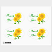フローラグリーンサンキューイエローヒマワリ 楕円形シール (シート)