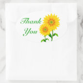 フローラグリーンサンキューイエローヒマワリ 楕円形シール (バッグ)