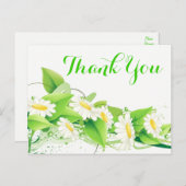 フローラグリーンサンキューホワイトデイジー花 ポストカード (正面/裏面)